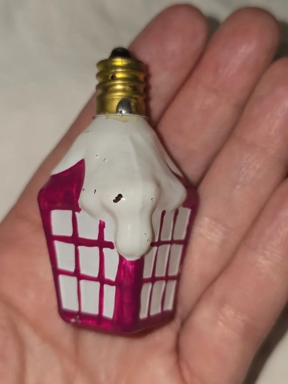 Set of 7 Vintage Milk Glass Christmas Light Bulbs - Santa, Snowman Untested